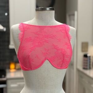 Victoria's Secret Neon Pink High Neck Plunge Bra Same Day Shipping 32D